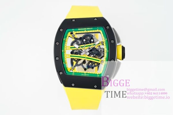 RM061 Black Ceramic ZF 1:1 Best Edition On Yellow Rubber Strap RMUL2