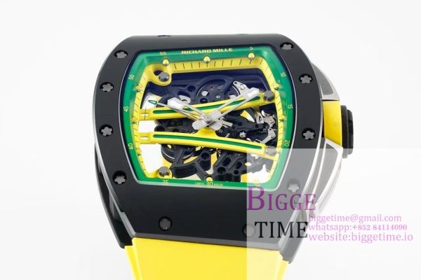 RM061 Black Ceramic ZF 1:1 Best Edition On Yellow Rubber Strap RMUL2 - Image 3