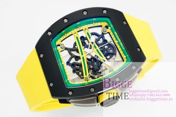RM061 Black Ceramic ZF 1:1 Best Edition On Yellow Rubber Strap RMUL2 - Image 4