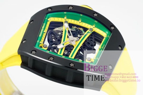 RM061 Black Ceramic ZF 1:1 Best Edition On Yellow Rubber Strap RMUL2 - Image 5