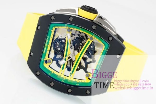 RM061 Black Ceramic ZF 1:1 Best Edition On Yellow Rubber Strap RMUL2 - Image 6