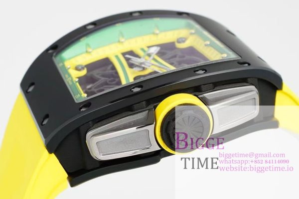 RM061 Black Ceramic ZF 1:1 Best Edition On Yellow Rubber Strap RMUL2 - Image 8