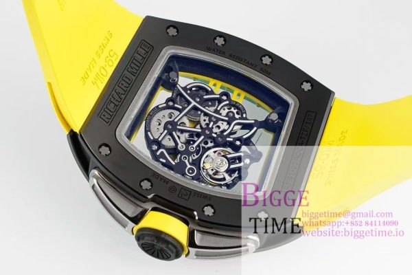 RM061 Black Ceramic ZF 1:1 Best Edition On Yellow Rubber Strap RMUL2 - Image 9