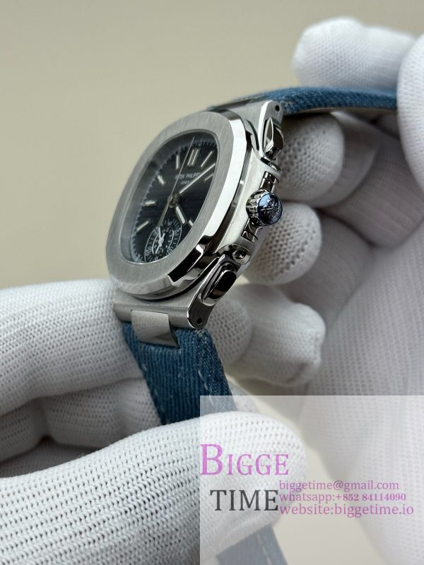 Nautilus 5980 SS 3KF V3  Best Edition Deep blue Dial on Canvas Strap - Image 6
