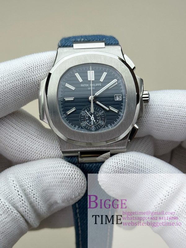 Nautilus 5980 SS 3KF V3  Best Edition Deep blue Dial on Canvas Strap