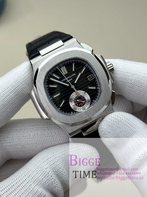 Nautilus 5980 SS 3KF V3  Best Edition black Dial on Leather Strap - Image 9