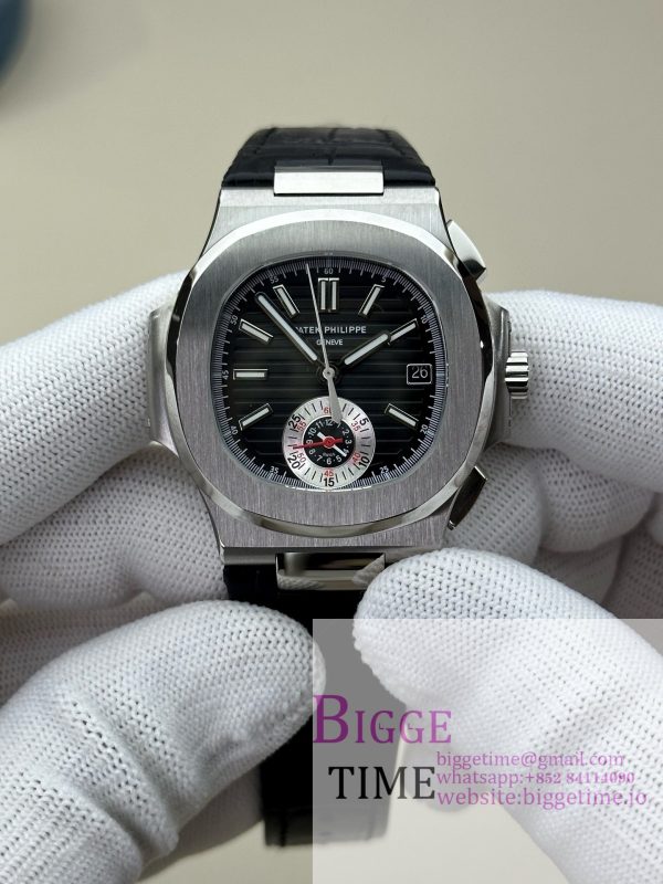 Nautilus 5980 SS 3KF V3  Best Edition black Dial on Leather Strap