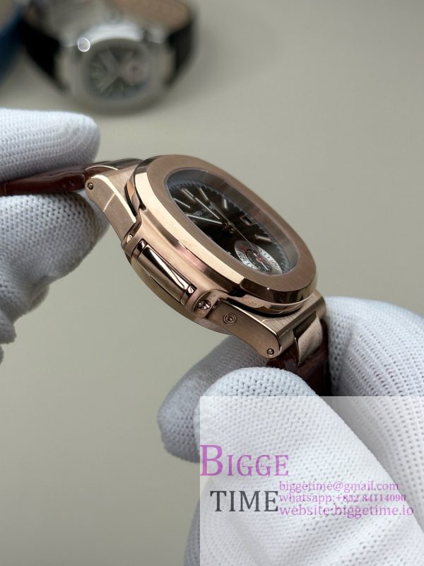 Nautilus 5980 SS 3KF V3  Best Edition brown Dial on Leather Strap - Image 6