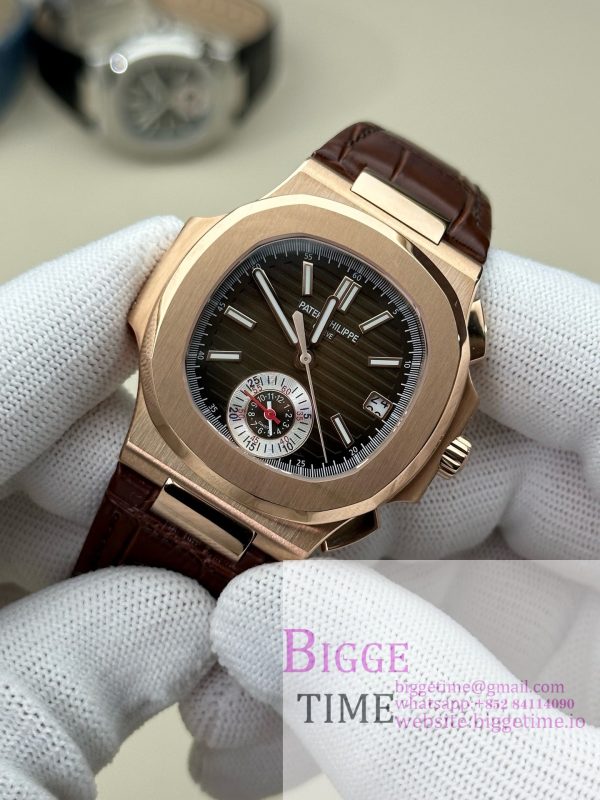 Nautilus 5980 SS 3KF V3  Best Edition brown Dial on Leather Strap - Image 9