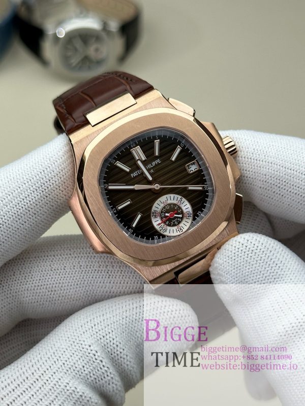 Nautilus 5980 SS 3KF V3  Best Edition brown Dial on Leather Strap - Image 10