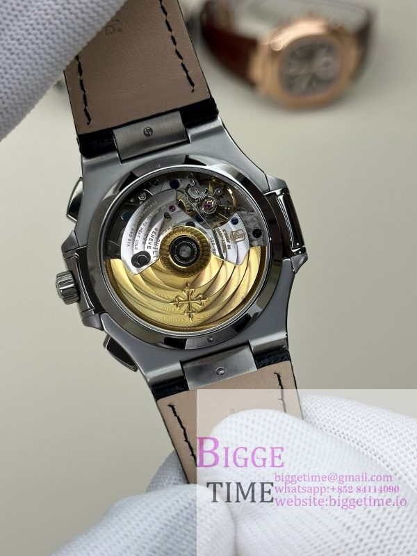 Nautilus 5980 SS 3KF V3  Best Edition white Dial on Leather Strap - Image 4