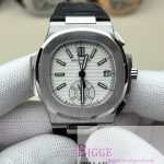 Nautilus 5980 SS 3KF V3  Best Edition white Dial on Leather Strap