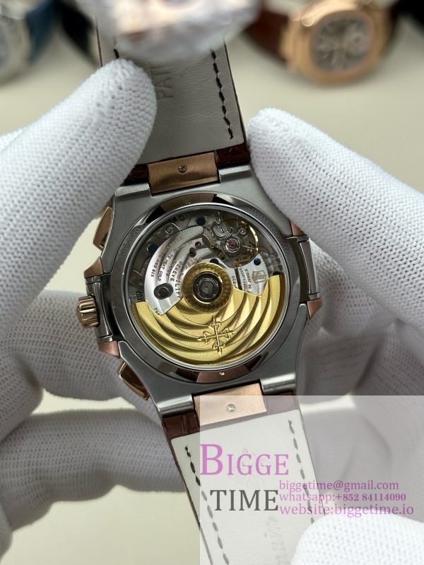 Nautilus 5980 SS 3KF V3  Best Edition Dark blue Dial on Leather Strap - Image 4