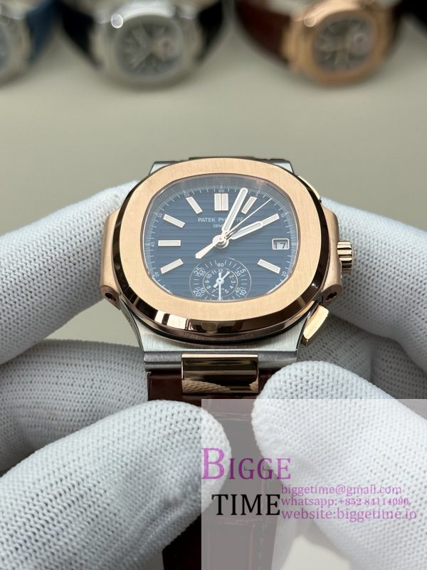 Nautilus 5980 SS 3KF V3  Best Edition Dark blue Dial on Leather Strap - Image 8