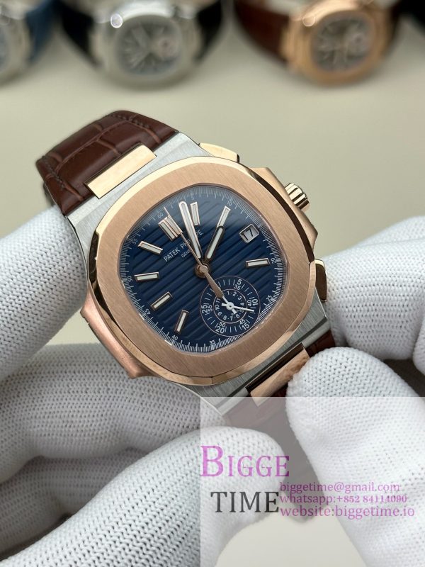 Nautilus 5980 SS 3KF V3  Best Edition Dark blue Dial on Leather Strap - Image 10