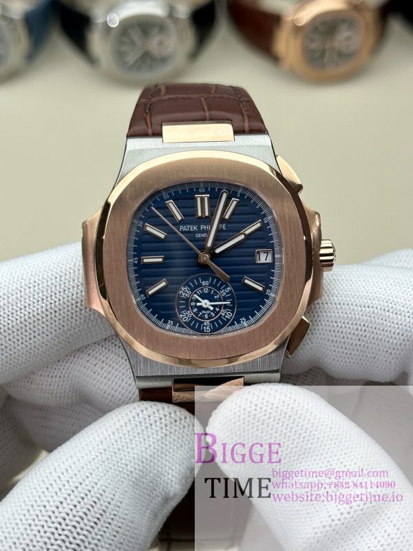 Nautilus 5980 SS 3KF V3  Best Edition Dark blue Dial on Leather Strap