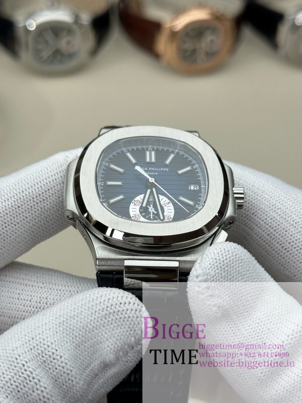Nautilus 5980 SS 3KF V3  Best Edition Dark blue Dial on Leather Strap - Image 6