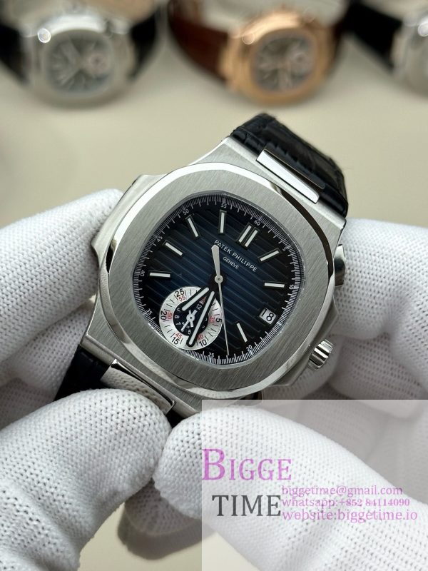 Nautilus 5980 SS 3KF V3  Best Edition Dark blue Dial on Leather Strap - Image 7