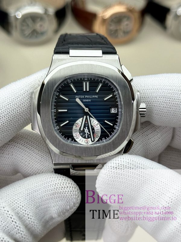 Nautilus 5980 SS 3KF V3  Best Edition Dark blue Dial on Leather Strap