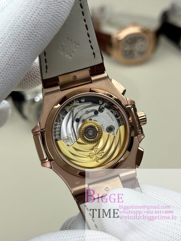 Nautilus 5980 SS 3KF V3  Best Edition black Dial on Leather Strap - Image 4
