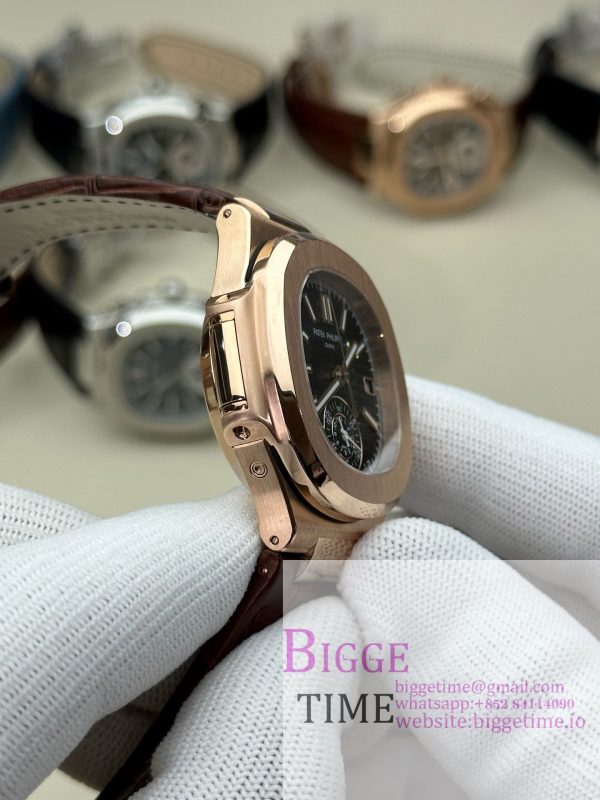 Nautilus 5980 SS 3KF V3  Best Edition black Dial on Leather Strap - Image 5