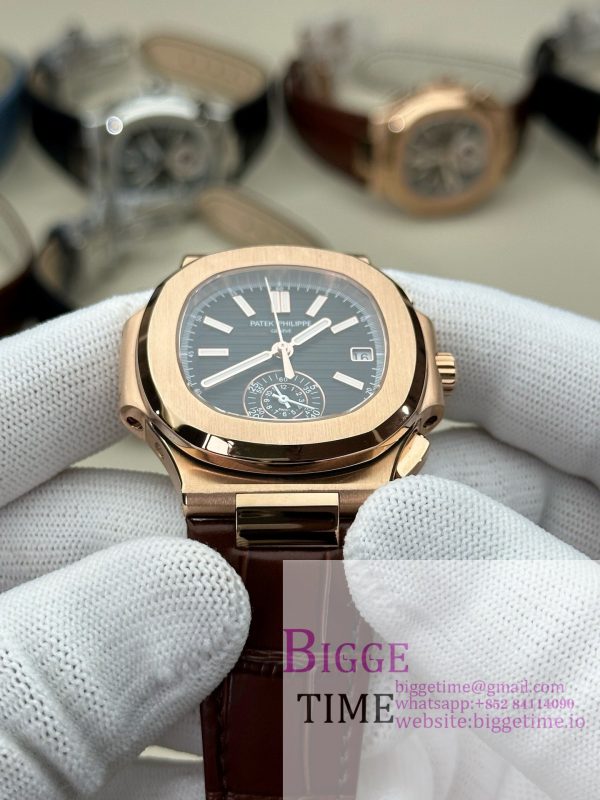 Nautilus 5980 SS 3KF V3  Best Edition black Dial on Leather Strap - Image 7