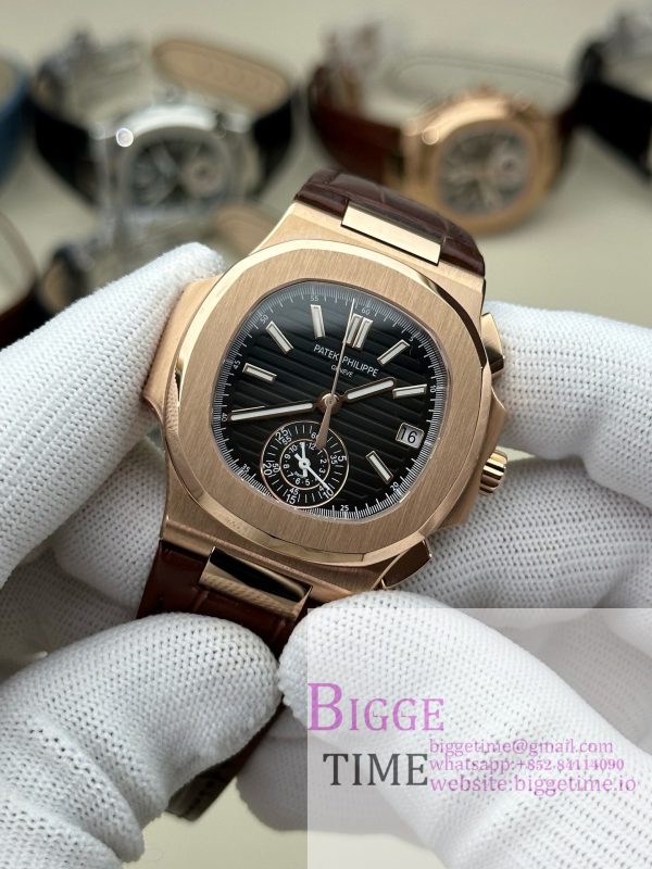 Nautilus 5980 SS 3KF V3  Best Edition black Dial on Leather Strap - Image 8