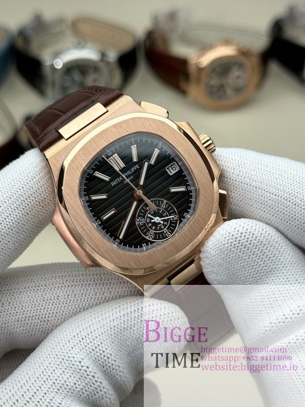 Nautilus 5980 SS 3KF V3  Best Edition black Dial on Leather Strap - Image 9