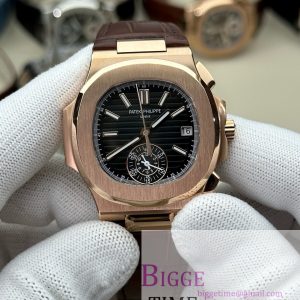 Nautilus 5980 SS 3KF V3  Best Edition black Dial on Leather Strap