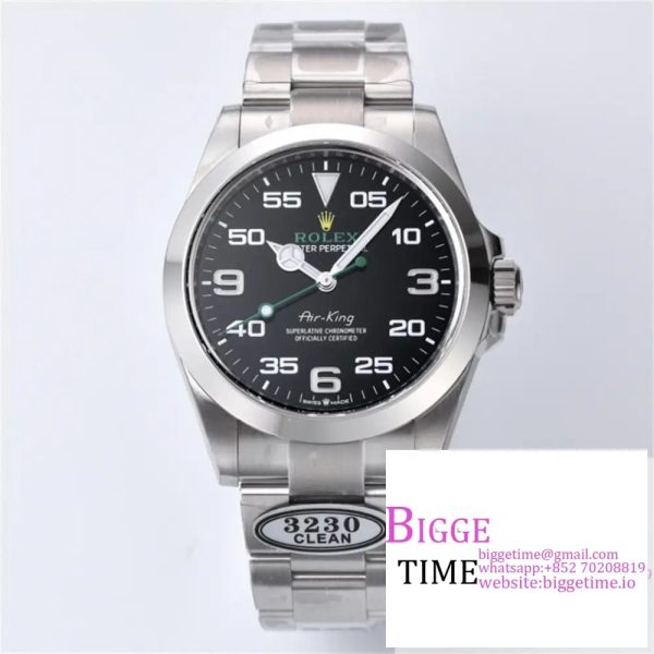Air-King 126900 40mm SS Clean 1:1 Best Edition Black Dial on SS Bracelet VR3230