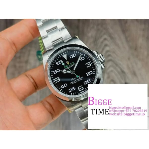 AirKing 126900 40mm SS JVSF 1:1 Best Edition 904L Steel Smooth Bezel Black Dial on SS Oyster Bracelet A3230 - Image 3
