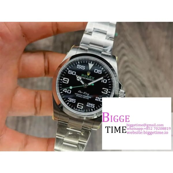 AirKing 126900 40mm SS JVSF 1:1 Best Edition 904L Steel Smooth Bezel Black Dial on SS Oyster Bracelet A3230 - Image 2