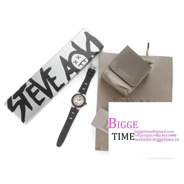 Aluminium 40mm Cream Yellow Dial Black Rubber Strap BVF A2892 - Image 8