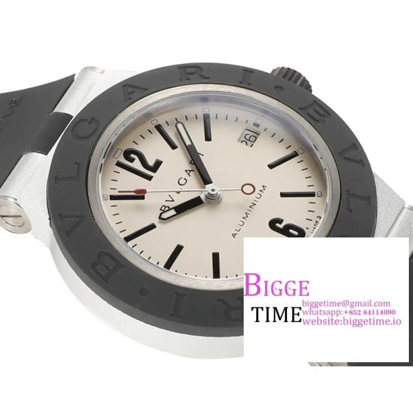 Aluminium 40mm Cream Yellow Dial Black Rubber Strap BVF A2892 - Image 2