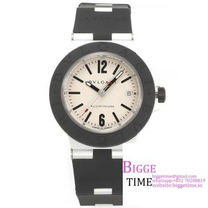 Aluminium 40mm Cream Yellow Dial Black Rubber Strap BVF A2892
