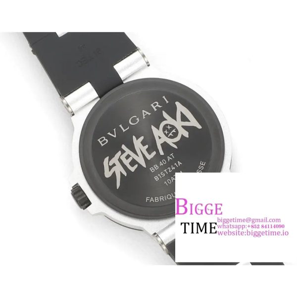 Aluminium 40mm Steve Aoki White Dial Black Rubber Strap BVF A2892 - Image 8