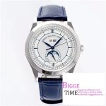 Annual Calendar Moonphase 5396 SS PPF 1:1 Best Edition White/Blue Dial on Blue Leather Strap A324