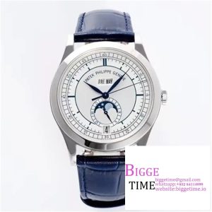 Annual Calendar Moonphase 5396 SS PPF 1:1 Best Edition White/Blue Dial on Blue Leather Strap A324