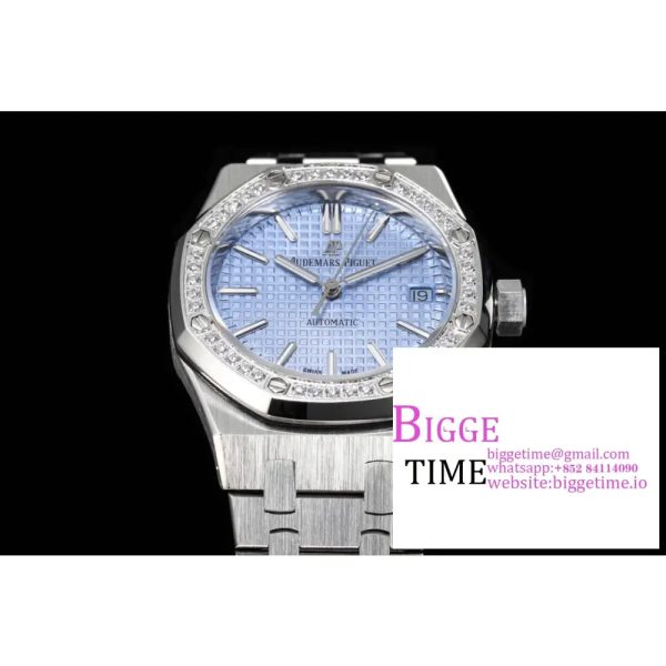 AP Royal Oak 37mm 15451 Diamond Bezel Ice Blue Dial SS Bracelet APSF A3120 - Image 3