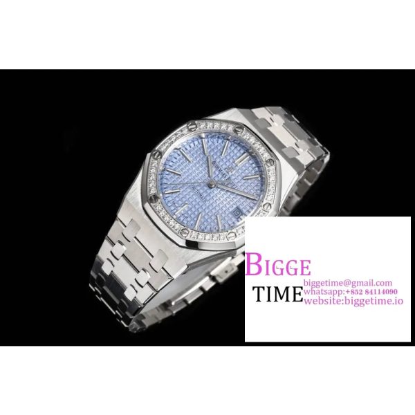 AP Royal Oak 37mm 15451 Diamond Bezel Ice Blue Dial SS Bracelet APSF A3120 - Image 4