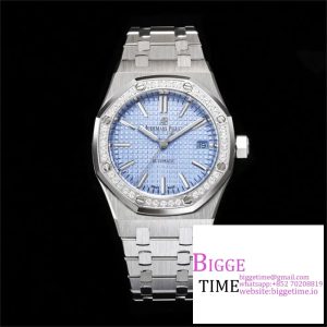 AP Royal Oak 37mm 15451 Diamond Bezel Ice Blue Dial SS Bracelet APSF A3120
