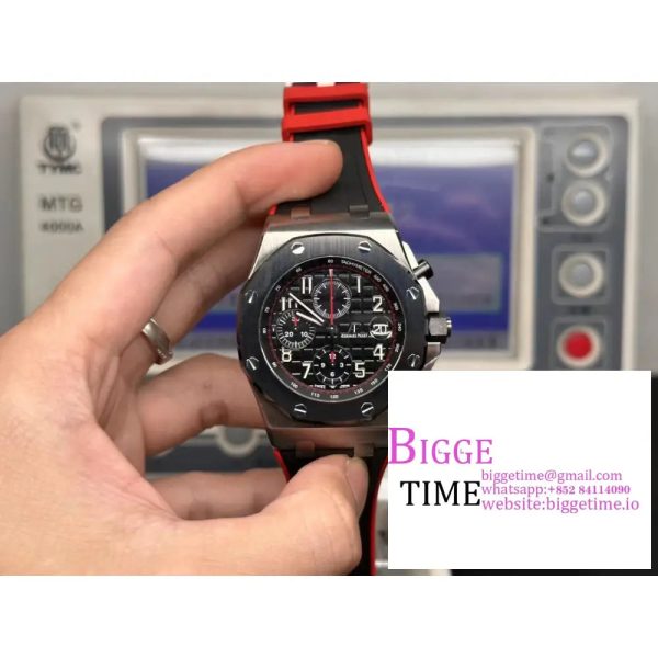 AP Royal Oak Offshore 44mm 26400 Ceramic Bezel Black Dial Black Leather Strap APF A3126 - Image 3