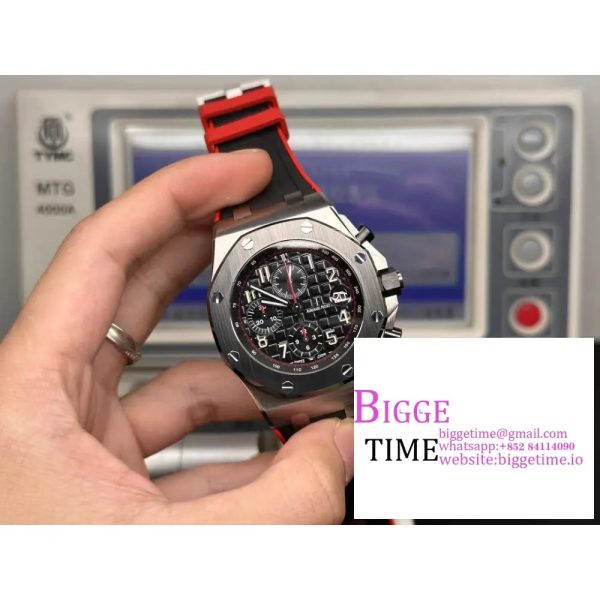 AP Royal Oak Offshore 44mm 26400 Ceramic Bezel Black Dial Black Leather Strap APF A3126 - Image 5