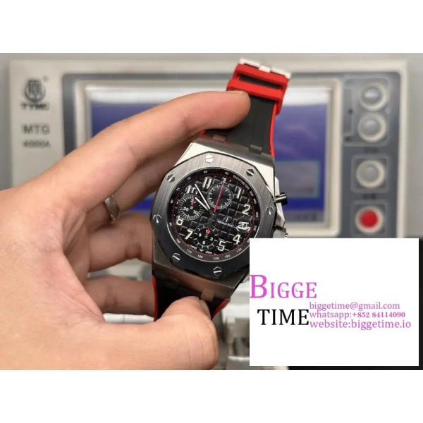 AP Royal Oak Offshore 44mm 26400 Ceramic Bezel Black Dial Black Leather Strap APF A3126 - Image 4