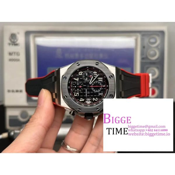 AP Royal Oak Offshore 44mm 26400 Ceramic Bezel Black Dial Black Leather Strap APF A3126 - Image 2