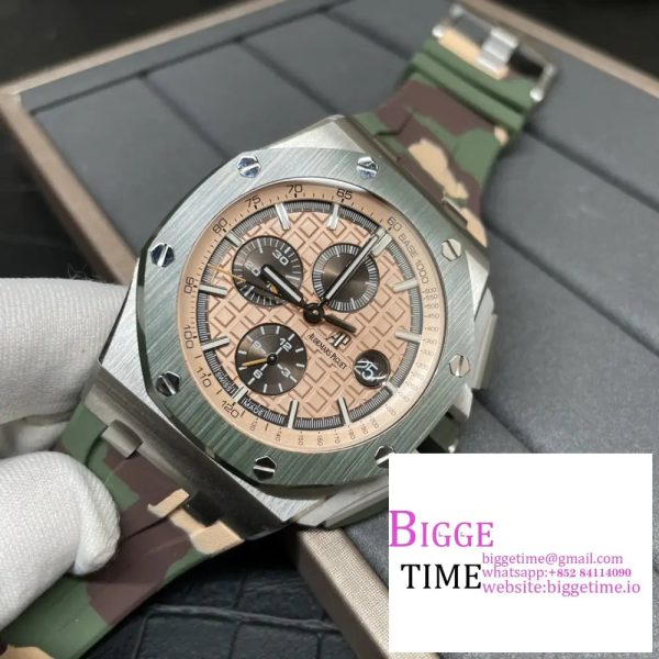 AP Royal Oak Offshore 44mm 26400 Ceramic Bezel Champagne/Black Dial Camo Rubber Strap APF A3126 - Image 4