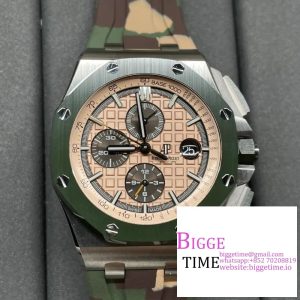 AP Royal Oak Offshore 44mm 26400 Ceramic Bezel Champagne/Black Dial Camo Rubber Strap APF A3126