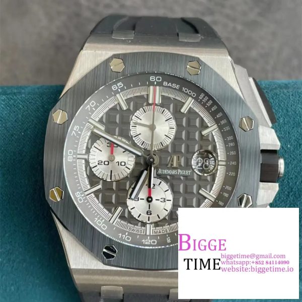 AP Royal Oak Offshore 44mm 26400 Ceramic Bezel Grey/White Dial Black Rubber Strap APF A3126 - Image 3