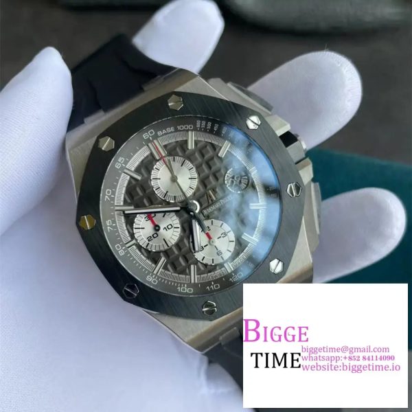AP Royal Oak Offshore 44mm 26400 Ceramic Bezel Grey/White Dial Black Rubber Strap APF A3126 - Image 4