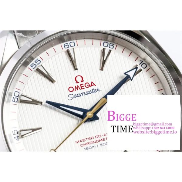 Aqua Terra 150M Master Chronometers VSF 1:1 Best Edition White Dial Orange Hand on SS Bracelet A8900 - Image 5